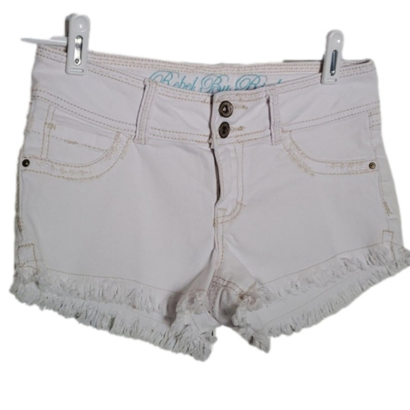 Rebel By Right Women's White Fringe Hem Shorts Size 5 - Picture 1 of 7